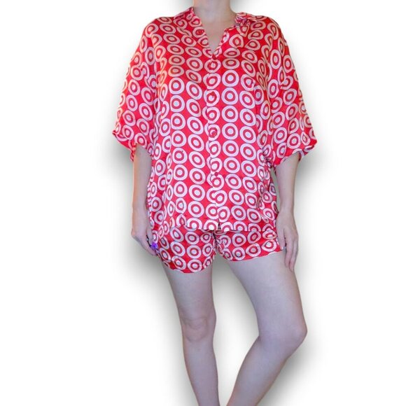 SUPER RARE Vintage All Over Target Print Silk Employee Pajamas - Picture 3 of 10